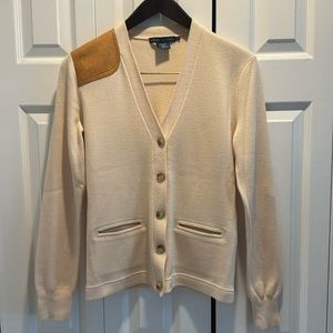 Ralph Lauren wool and leather cardigan sweater